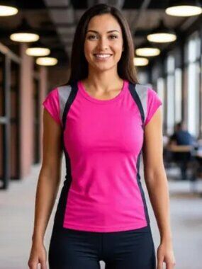 Bolle Womans Large Pink Activewear Short Sleeve Top Cold Shoulder Sporty